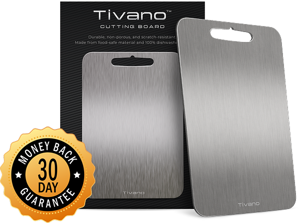 Tivano titanium cutting board - hygienic, knife-friendly surface for food preparation