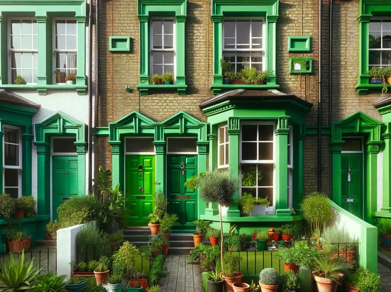 An image of a green themed UK terraced HMO