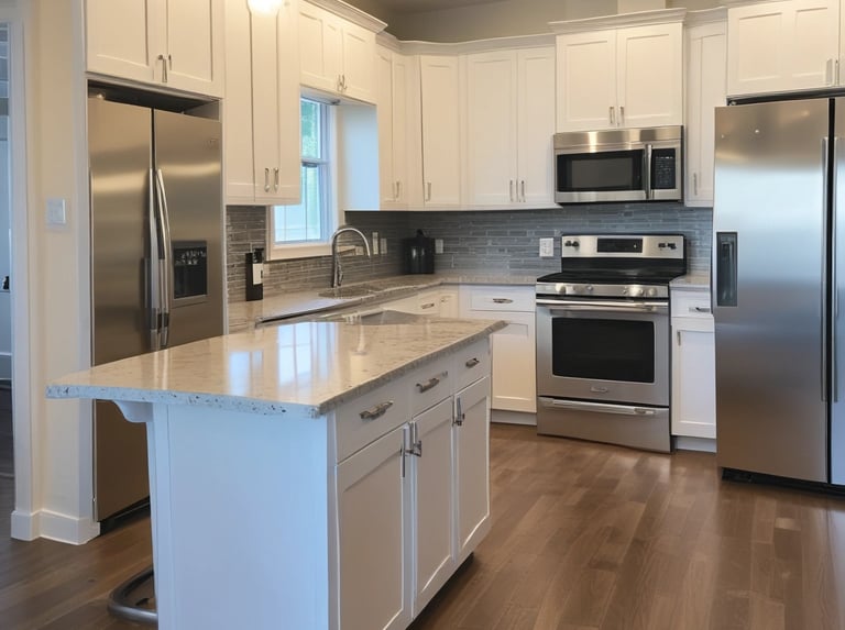 Modern kitchen in a new construction home during a builder warranty period