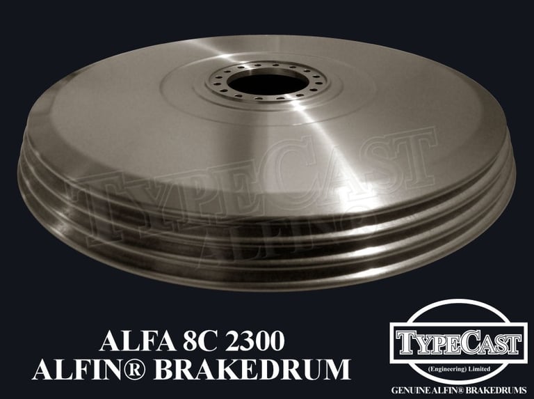 Typecast Alfa 8C 2300 aluminium cast iron Alfin brake drum for vintage classic road and race cars