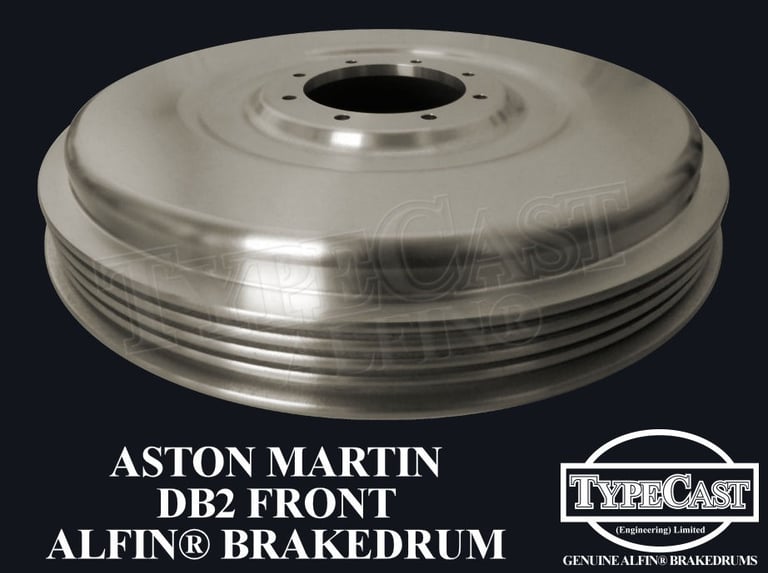 Typecast Aston Martin DB2 front aluminium cast iron Alfin brake drum for vintage classic road and race cars