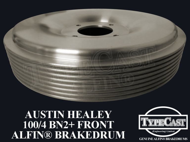 Typecast Austin Healey 100/4 BN2+ front aluminium cast iron Alfin brake drum for vintage classic road and race cars