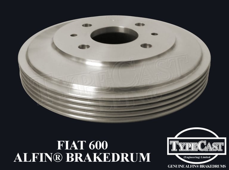 Typecast Fiat 600 aluminium cast iron Alfin brake drum for vintage classic road and race cars
