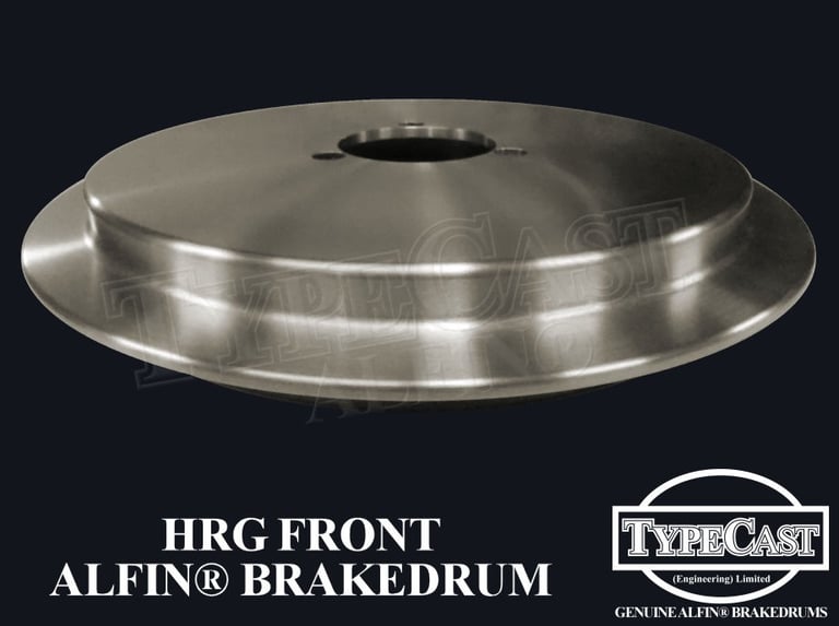Typecast HRG front aluminium cast iron Alfin brake drum for vintage classic road and race cars