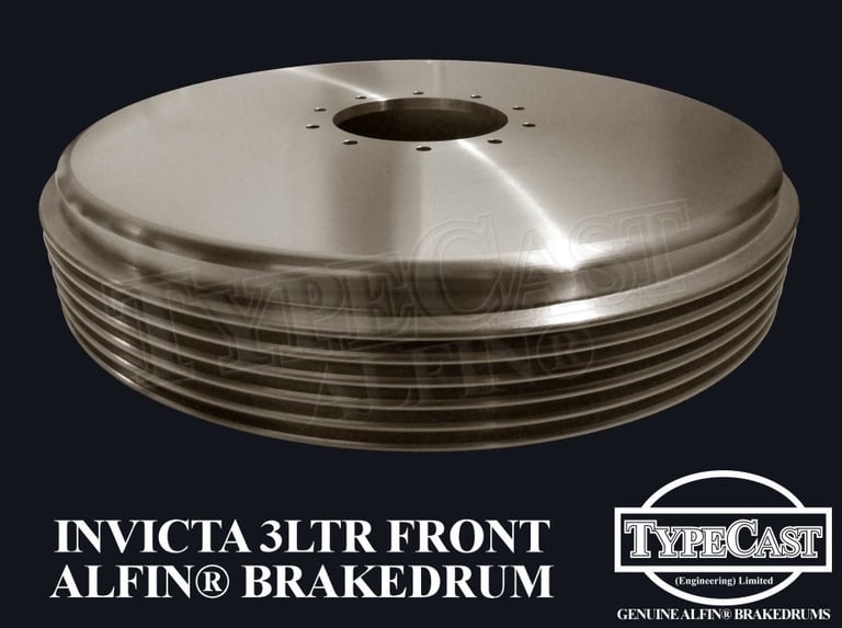 Typecast Invicta 3ltr S-Type front aluminium cast iron Alfin brake drum for vintage classic road and race cars
