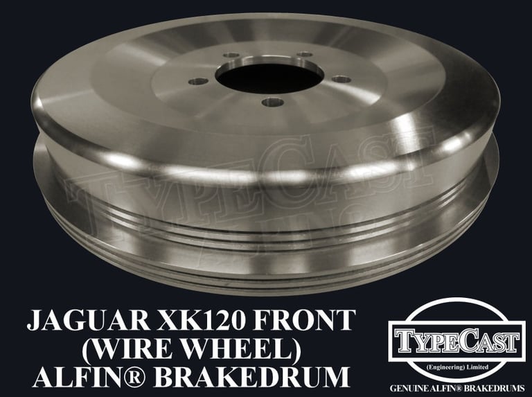 Typecast Jaguar XK120 XK140 front (wire wheel) aluminium cast iron Alfin brake drum for vintage classic road and race cars