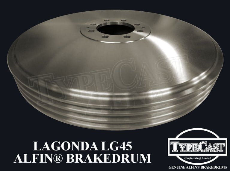 Typecast Lagonda LG45 M45 aluminium cast iron Alfin brake drum for vintage classic road and race cars