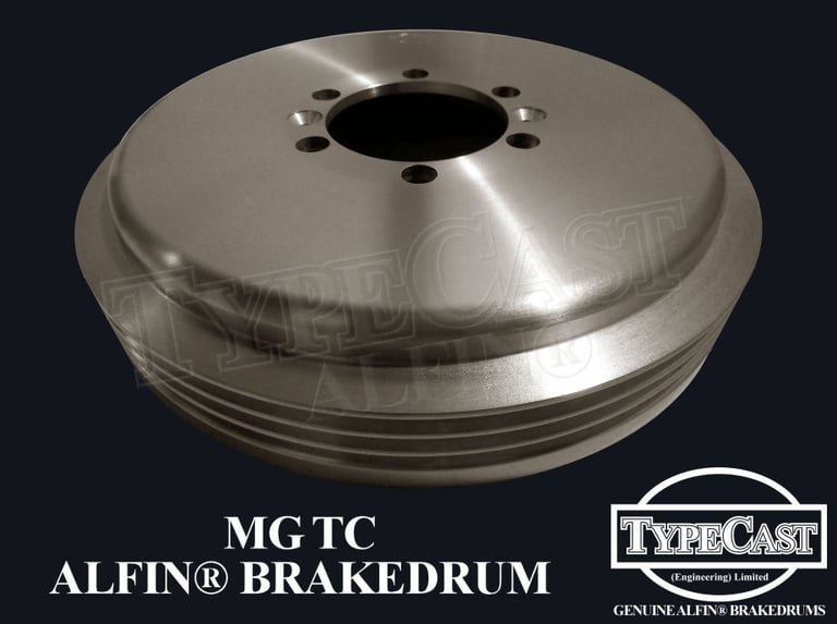 Typecast MG TA TB TC TD aluminium cast iron Alfin brake drum for vintage classic road and race cars