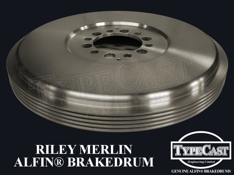 Typecast Riley Merlin aluminium cast iron Alfin brake drum for vintage classic road and race cars