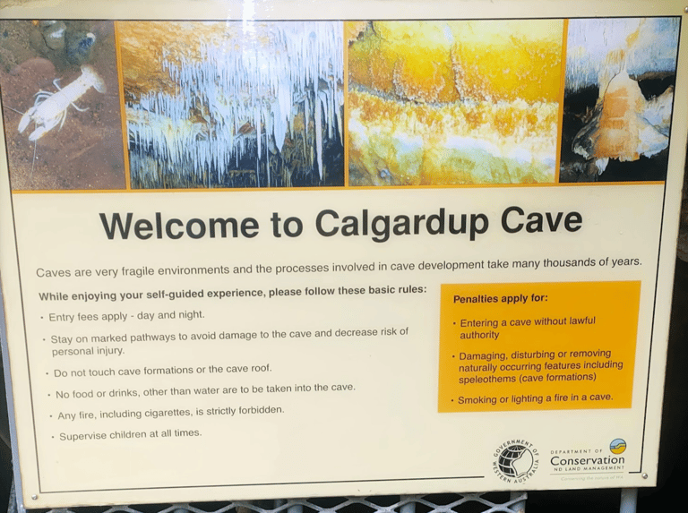 Calgardup cave sign