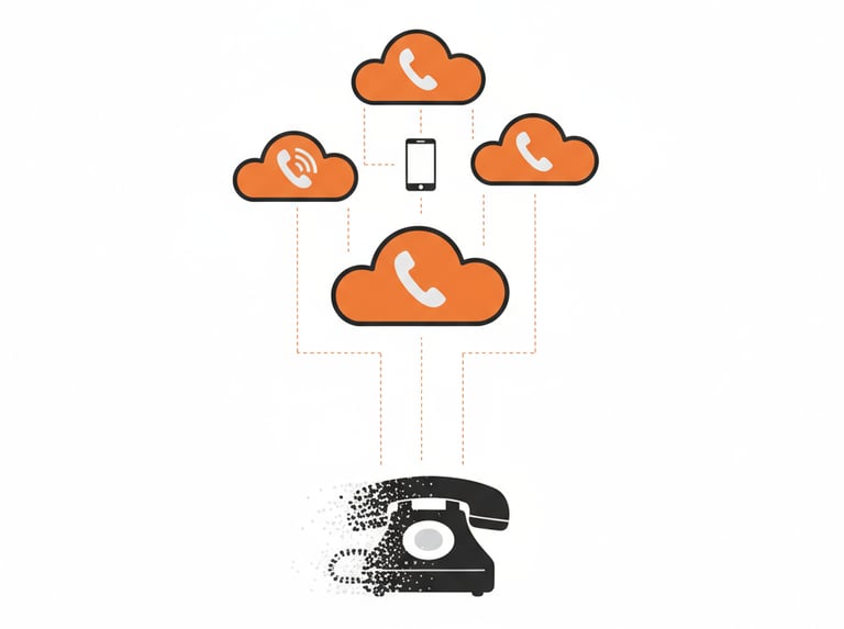 Illustration showing the UK PSTN switch-off and migration to cloud telephony