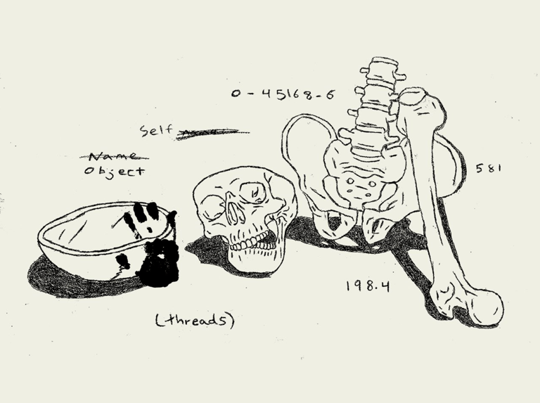 black and white digital art of the human anatomy with a handprint and computer codes