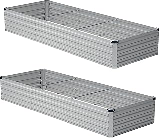 10x2x1ft(2 Pack) Galvanized Raised Garden Bed, Outdoor Planter