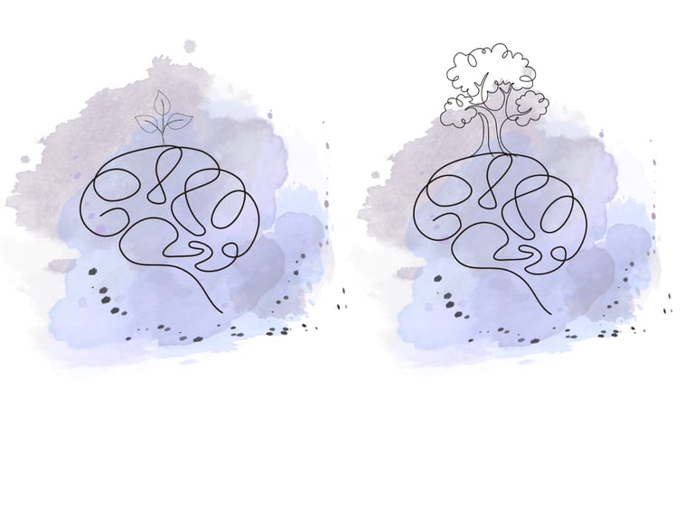 Cerveaux dessinés en trompe l'oeil à l'aide d'un seul trait