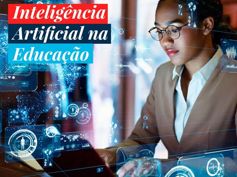 imagem de uma jovem trabalhando com I.A