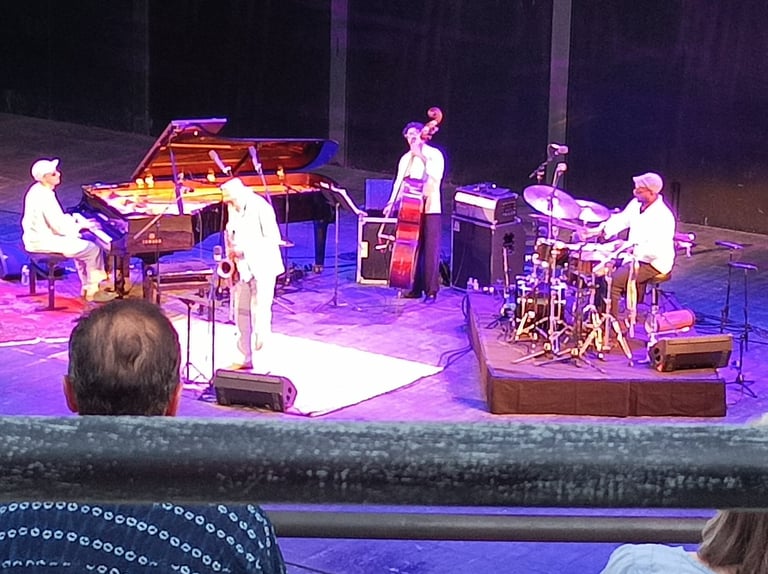 Sax, piano, bass and percussion.