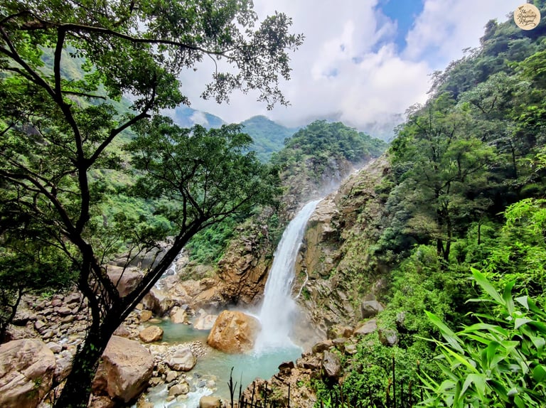 Rainbow Falls, Meghalaya – Turquoise Glow and Falling Power