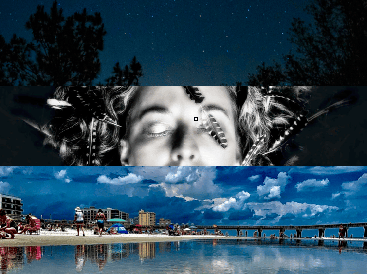 a woman with a butterfly on her face and a photo of a woman with her
