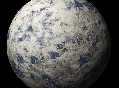 Ilustração artística do exoplaneta TRAPPIST-1e.