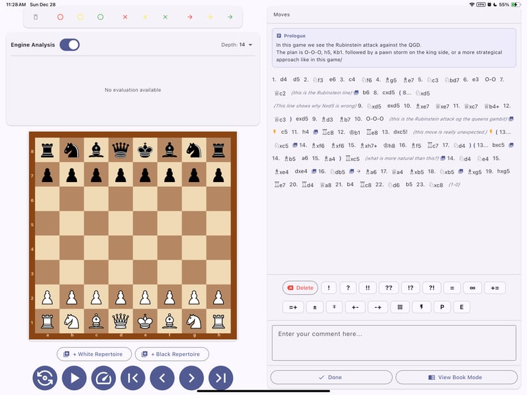 view of chess editor