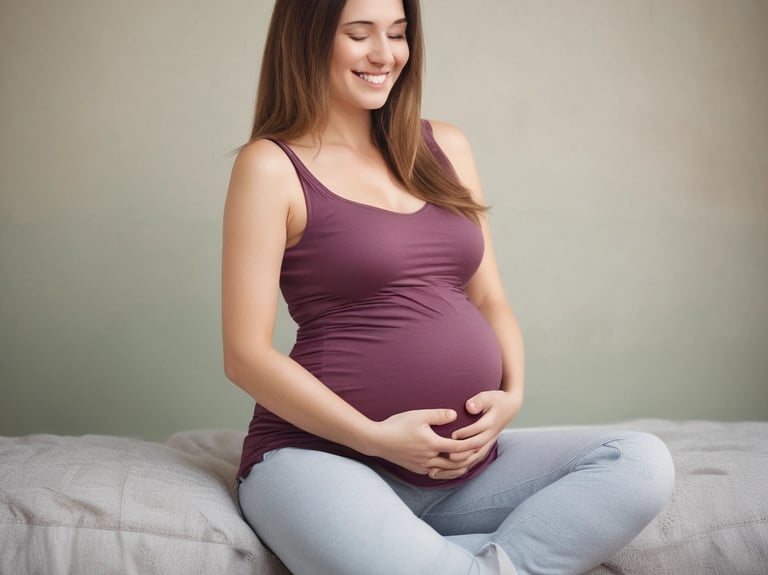 A mother resting comfortably post-birth with her newborn and doula nearby offering gentle care.