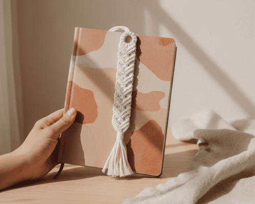 separador para hojas macrame color crudo tejido por kaalm mx