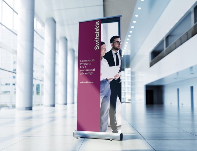 Pull-up banner design for Switalskis Solicitors commercial property team, showing a clean, on-brand 