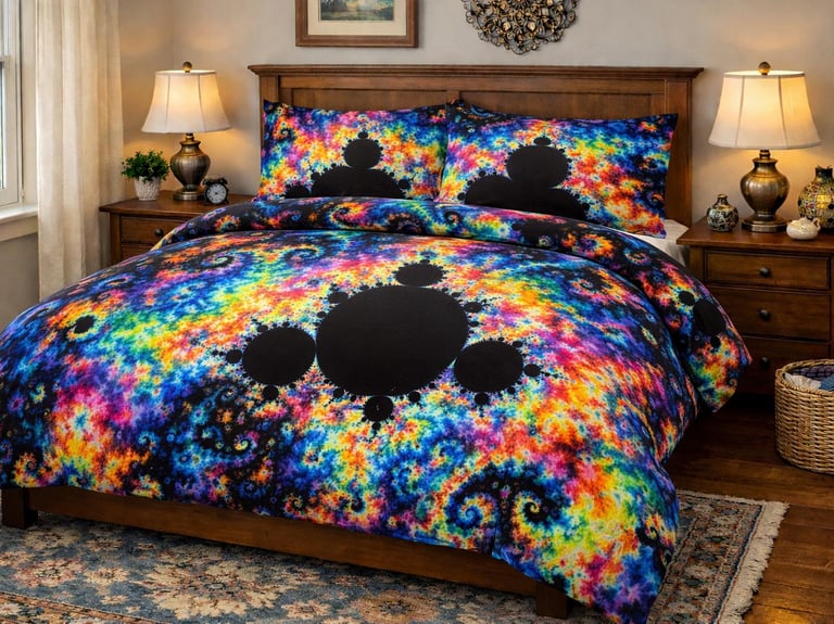 Multicoloured bedspread based on a Mandelbrot Set