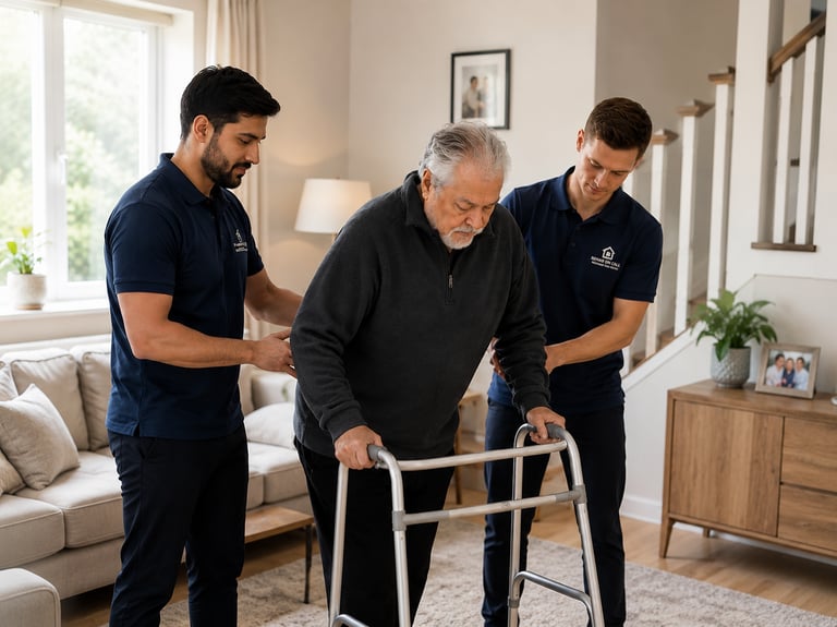 Home physiotherapy support in a cozy living room