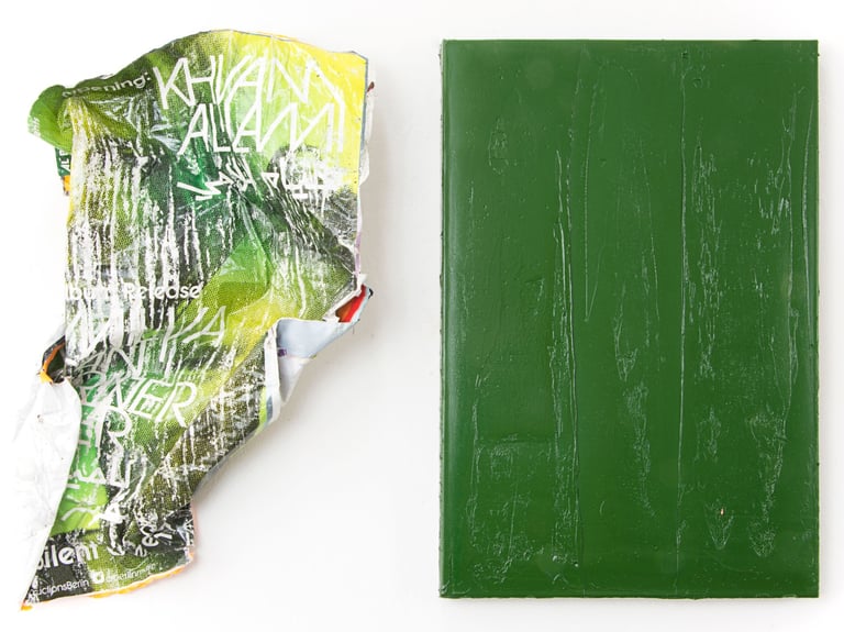Silent Green Skin of Berlin, 2020 Found poster, oil paint on canvas, 100X70cm ©Ties Ten Bosch
