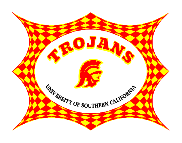 USC Trojans logo "Tommy Trojan" with a red and yellow checkered border.