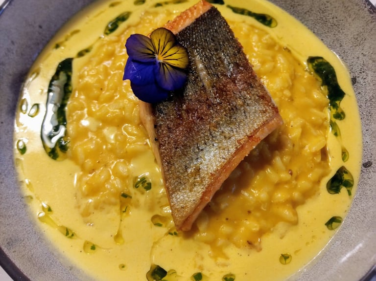 truite grillée, risotto au butternut