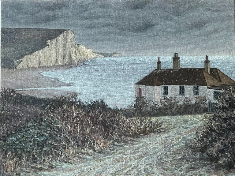 Tableau peinture à l'huile - Seven Sisters cliffs