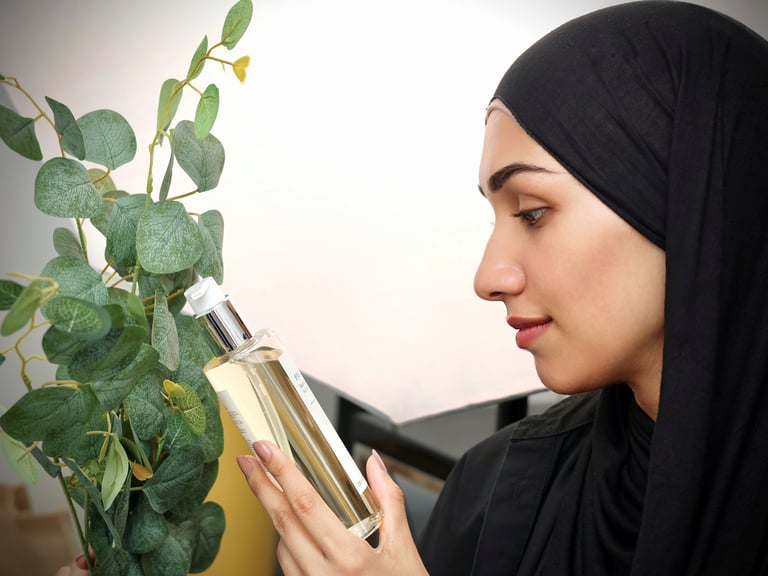 Basma Lens UK product photographer at work, showcasing skincare branding shoot