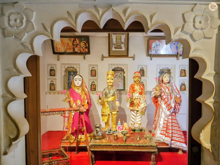 Gangaur festival idols on display at Zenana Mahal, Udaipur City Palace.