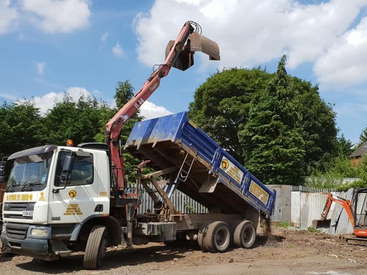 CMR Grab and Digger Hire company grab lorry working in Dudley area
