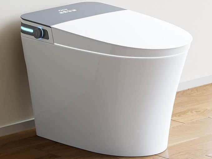 a toilet with a white toilet and a white toilet