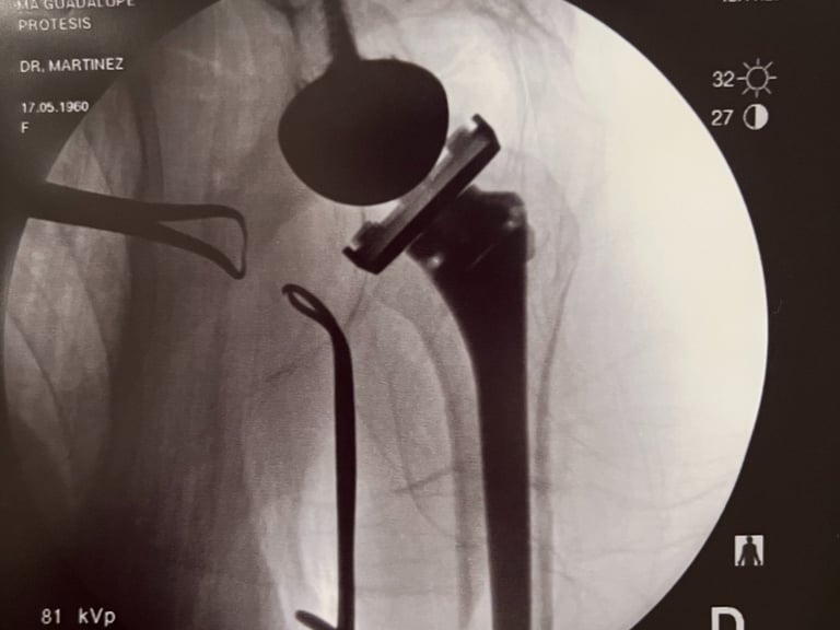Control de radiografía de prótesis reversa de hombro.