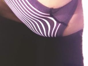 woman in a pair of stiped panties