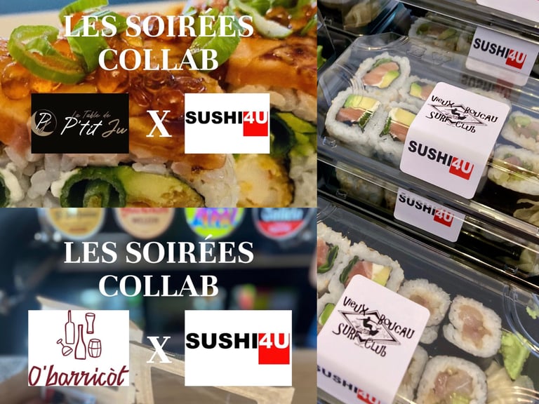 un collage photo de collaborations avec SUSHI4U