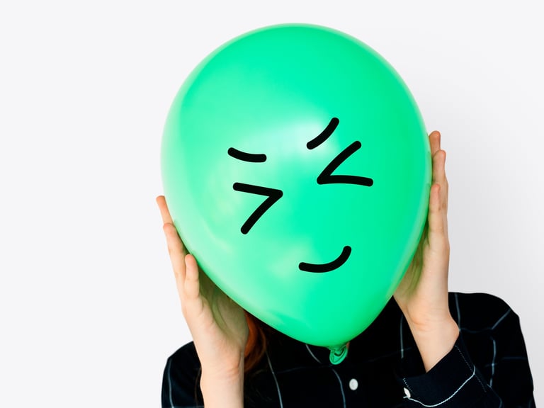 face covered with happy emotion