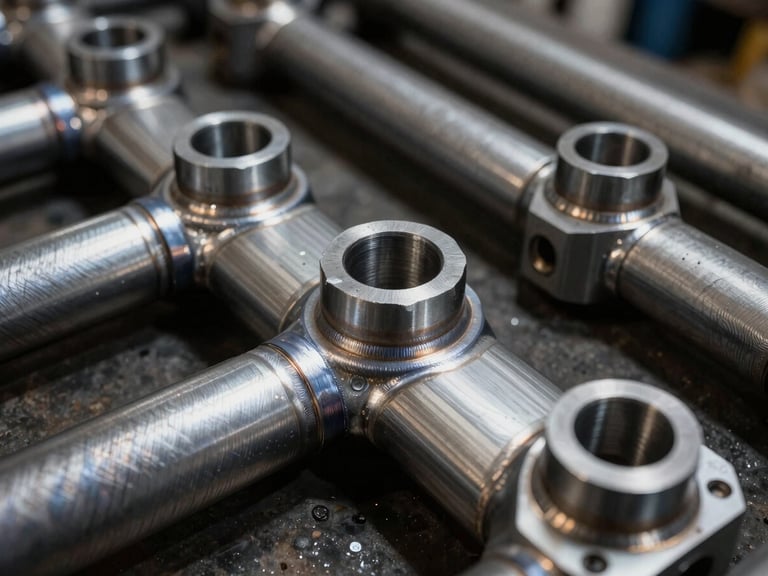 Macro technical shot of custom aluminum weld joints and heavy-duty UHMW lining integration, high-contrast metallic textures, dramatic industrial lighting, 35mm