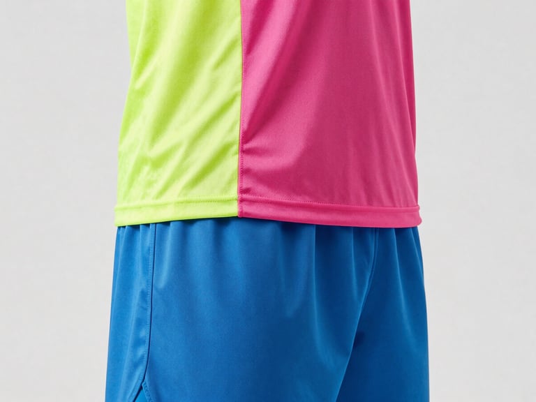 Close-up of vibrant sublimated athletic uniform fabric, sharp details, clean light gray background