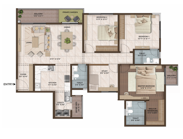 Heart Of Harmony 3 BHK floor plan