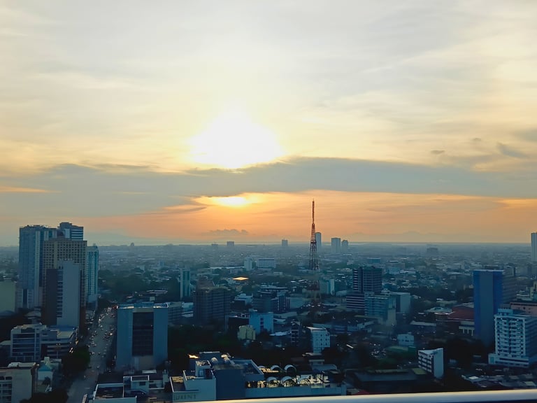 Sunset from Penthouse QC, Manila Bay over at the distance