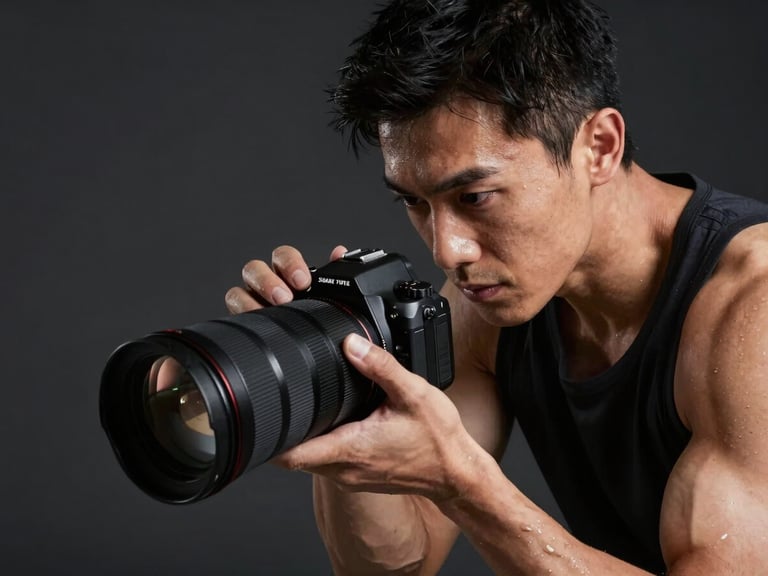 High-production-value athletic movement, dramatic studio lighting with sharp highlights, close-up on athletic focus, 35mm lens