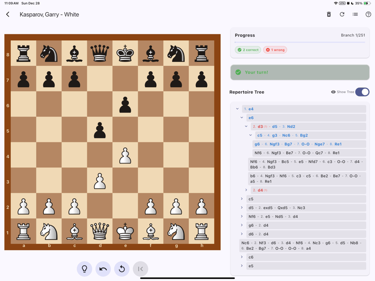 train against a chess opening tree