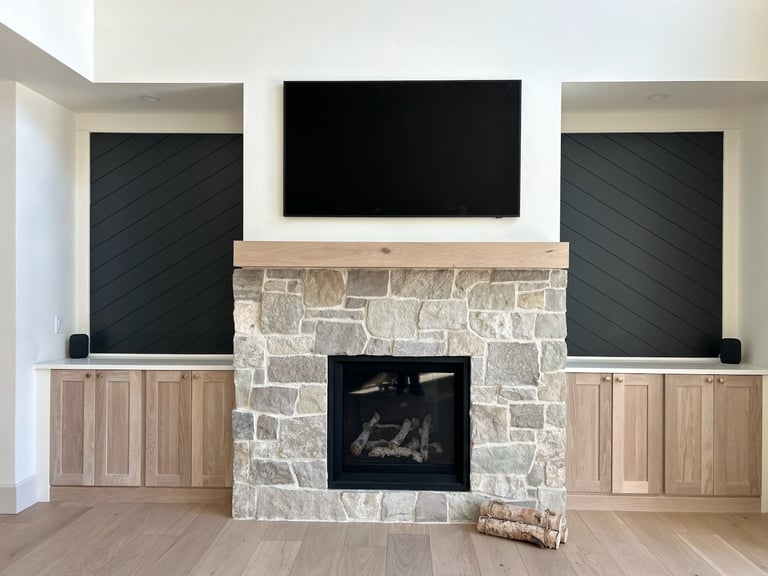 natural stone thin veneer gas fireplace face