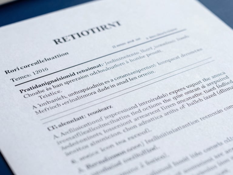 Close-up of a meticulously formatted legal brief on a desk, sharp lines, professional, with a focus on typography and layout.