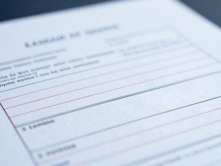 Macro shot of a legal document with redline edits, precise and clean, under cool office lighting, showing meticulous attention to detail.